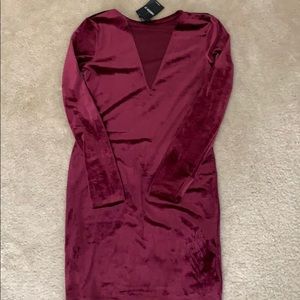 NWT maroon velvet mini dress